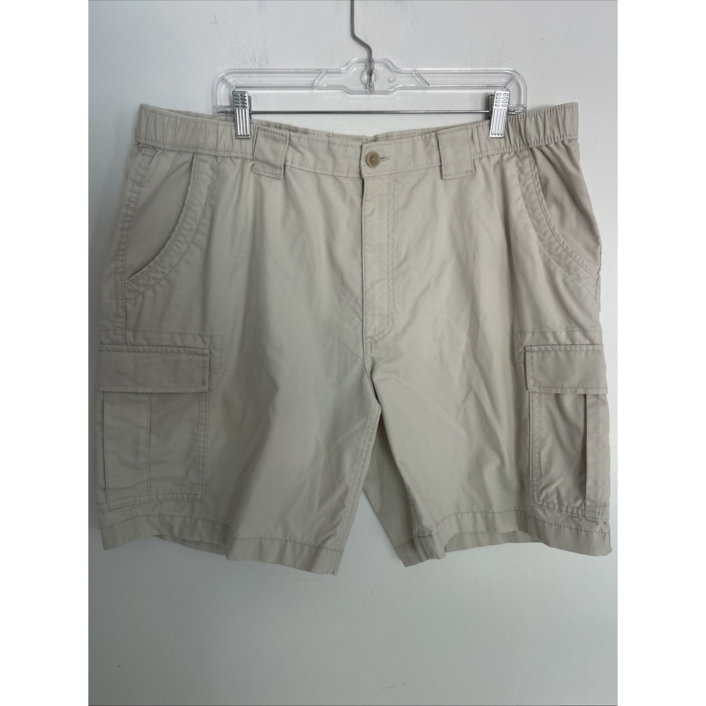 Men's Savane Sz 40 Canvas Cargo Shorts Cotton Side Front And Back Pockets Beige